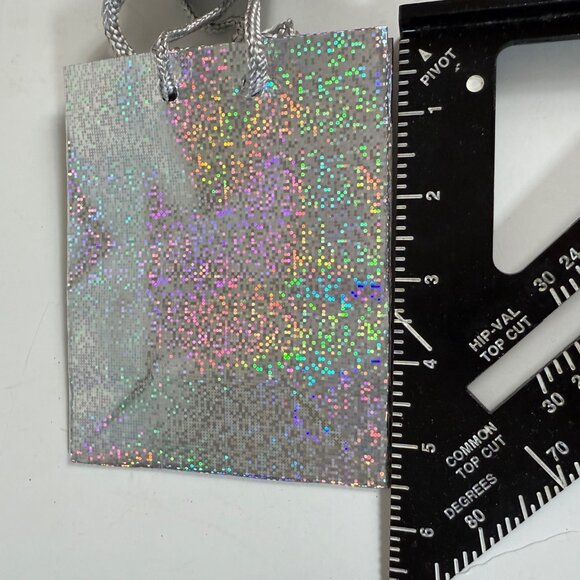 Gift Bag Lot of 35 Holographic Silver 4"x5" Small Shimmer Handles Party Favor - Picture 7 of 9
